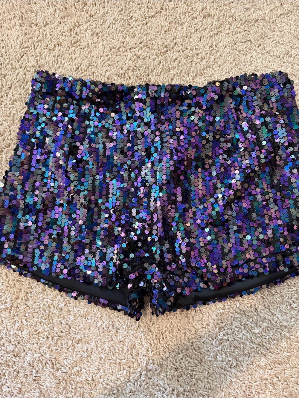 Sequin Party Shorts - Iridescent Purple